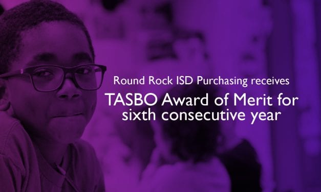 Round Rock ISD Purchasing receives TASBO Award of Merit for sixth consecutive year