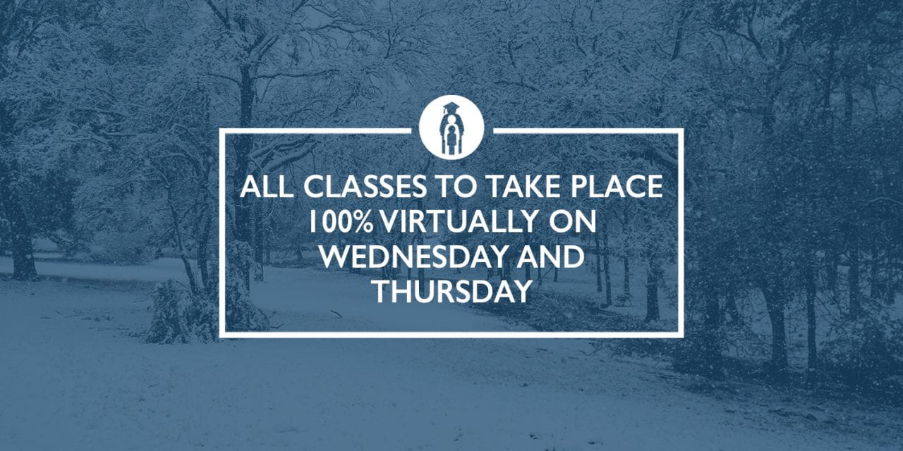 All classes to take place 100% virtually on Wednesday and Thursday